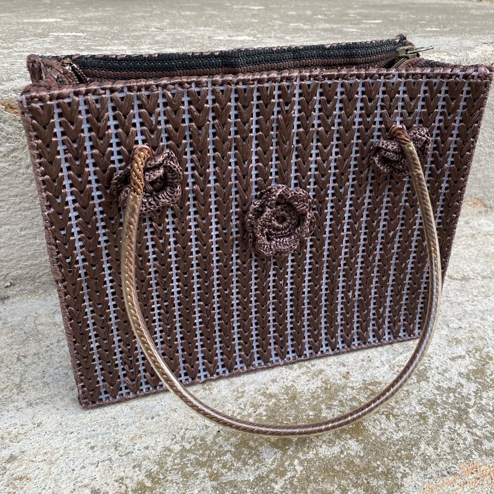 Vintage Homemade Brown Floral Purse
